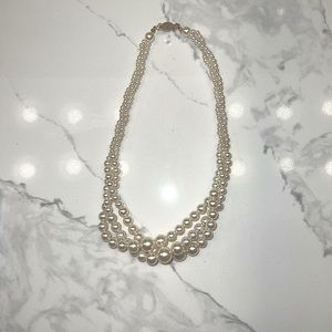 Three Strand Pearl Statement Necklace
